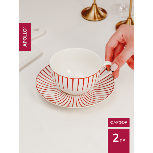 Чайная пара чашка с блюдцем из костяного фарфора 220 мл APOLLO Stripes 976₽