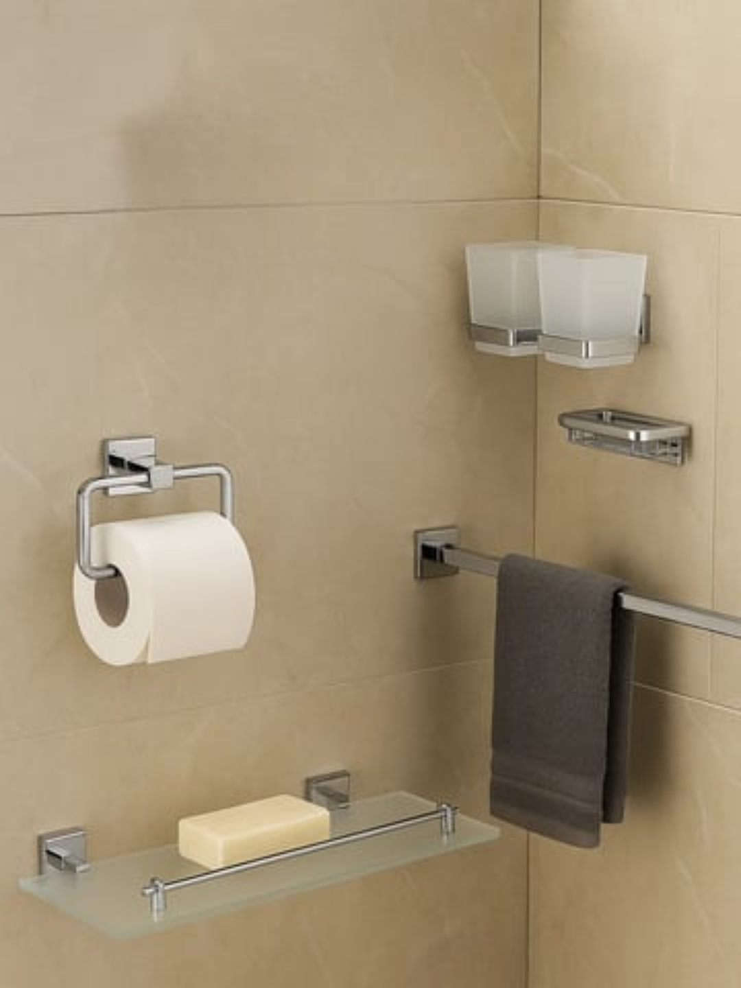 Набор аксессуаров для ванной комнаты R2800-12 Grey, из нержавеющей стали