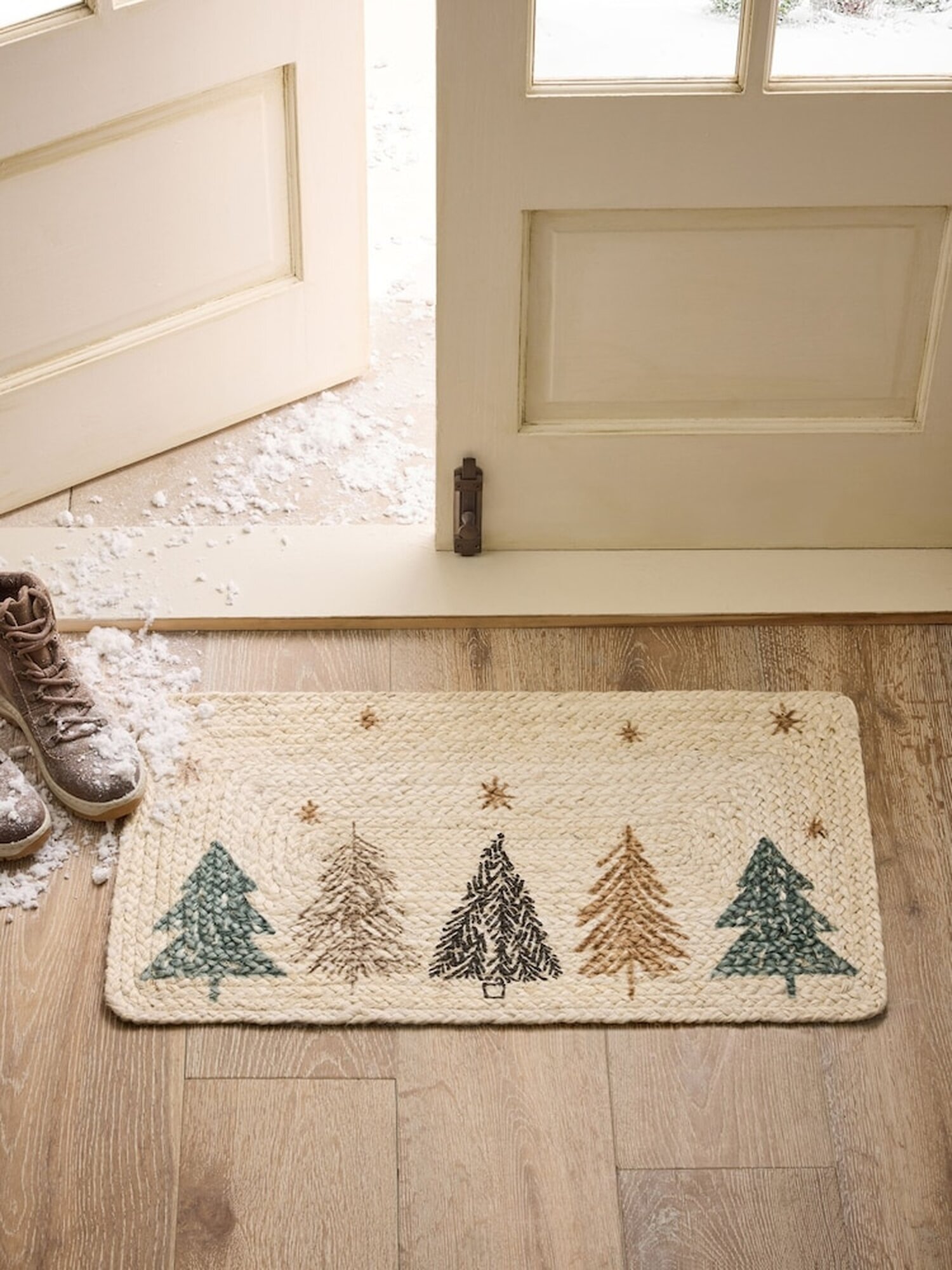 Коврик NEXT Skandi Tree, джутовый, 40x70 см, цвет светло-бежевый