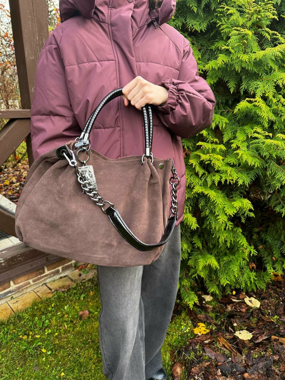 Сумка торба Polina & Eiterou, фактура гладкая, коричневый