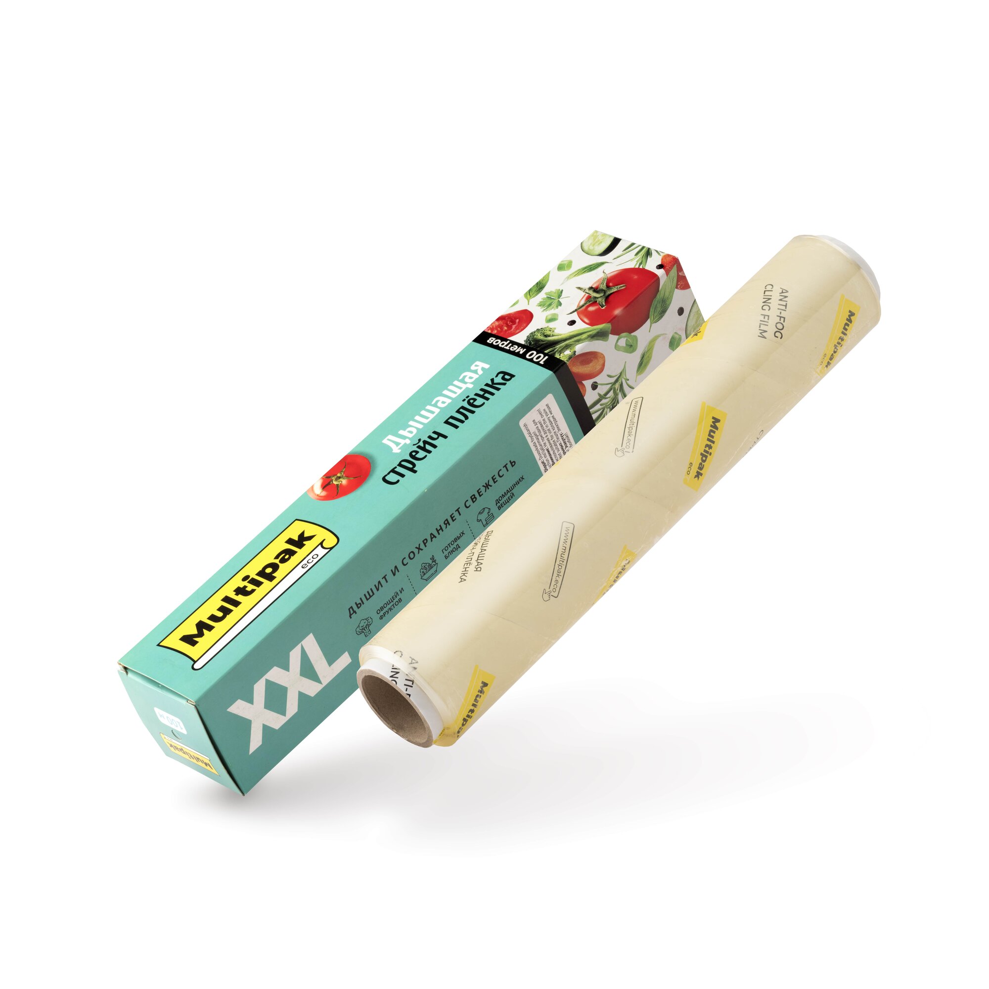 Дышащая стрейч плёнка Multipak – прочная пищевая плёнка для свежести продуктов 30см x 100м в картонной упаковке