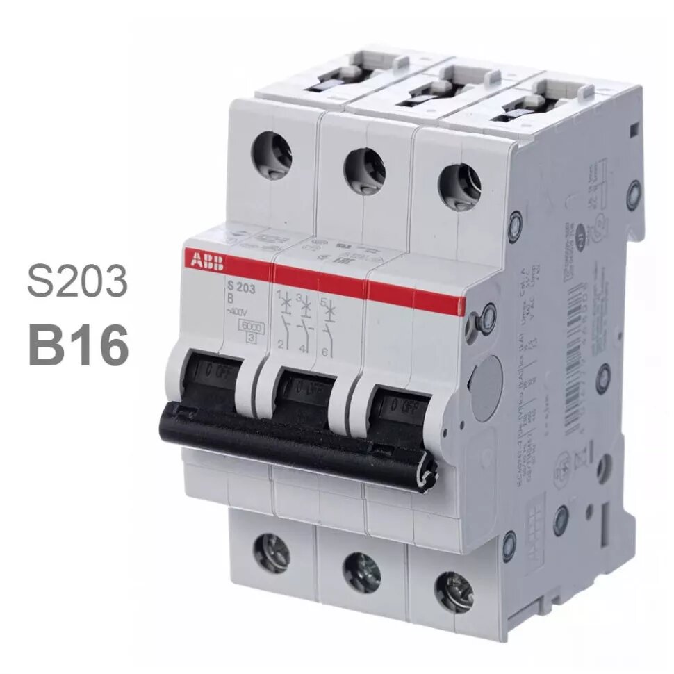 Автоматический выключатель 3P 16А (B) 6kA 2CDS253001R0165 ABB S203