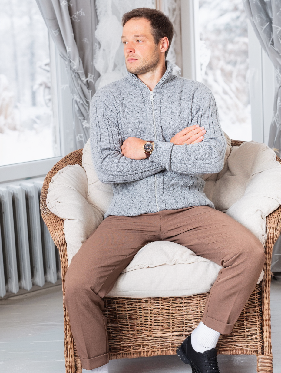 Свитер MADMAN, размер 56, , светло-серый