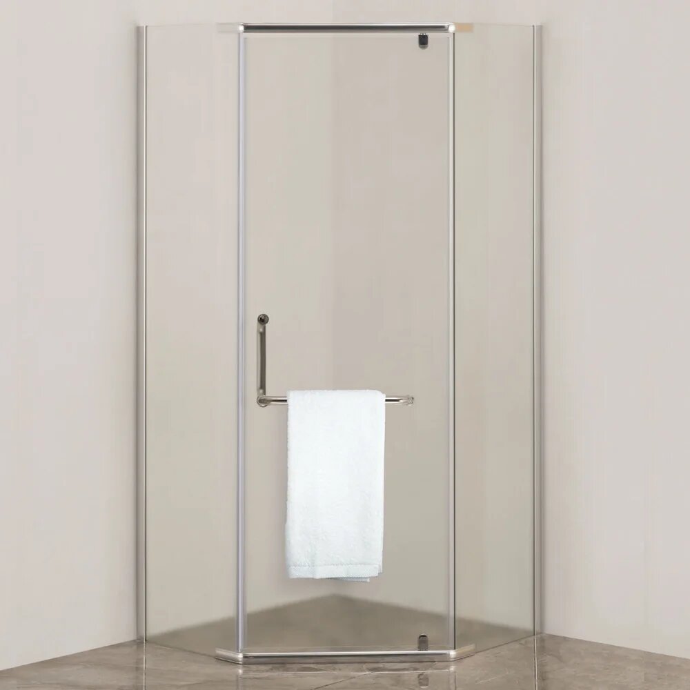 Душевой уголок DIWO Ростов RO03-090MCR/G стеклянный 87x87 с распашными дверями с матовым стеклом пятиугольный