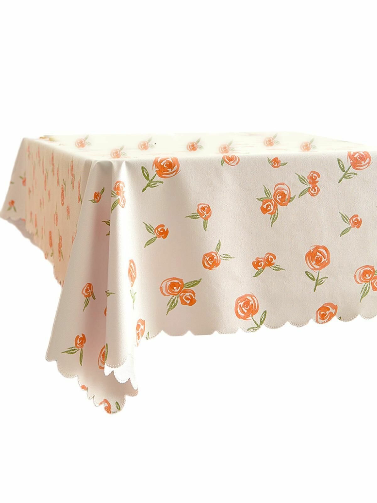 Скатерть Маленькая свежая пасторальная одноразовая скатерть из ПВХ водонепроницаемая и маслостойкая-Light flower language-60*90 см