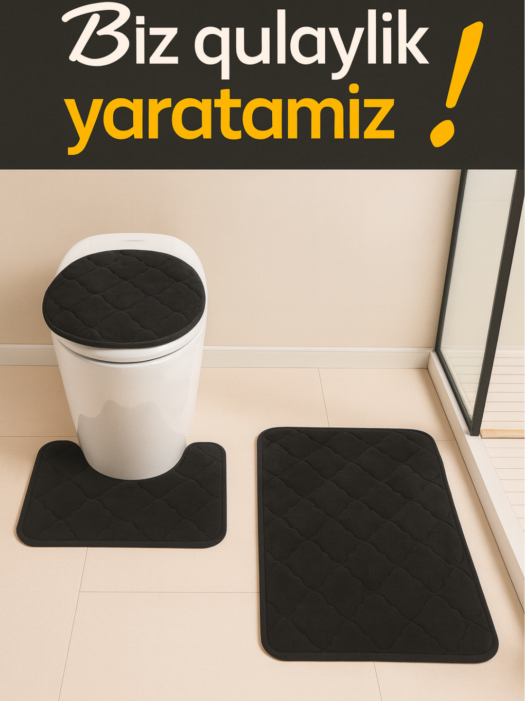 Коврики 3 шт для ванной и туалета — мягкие, нескользящие, универсальные