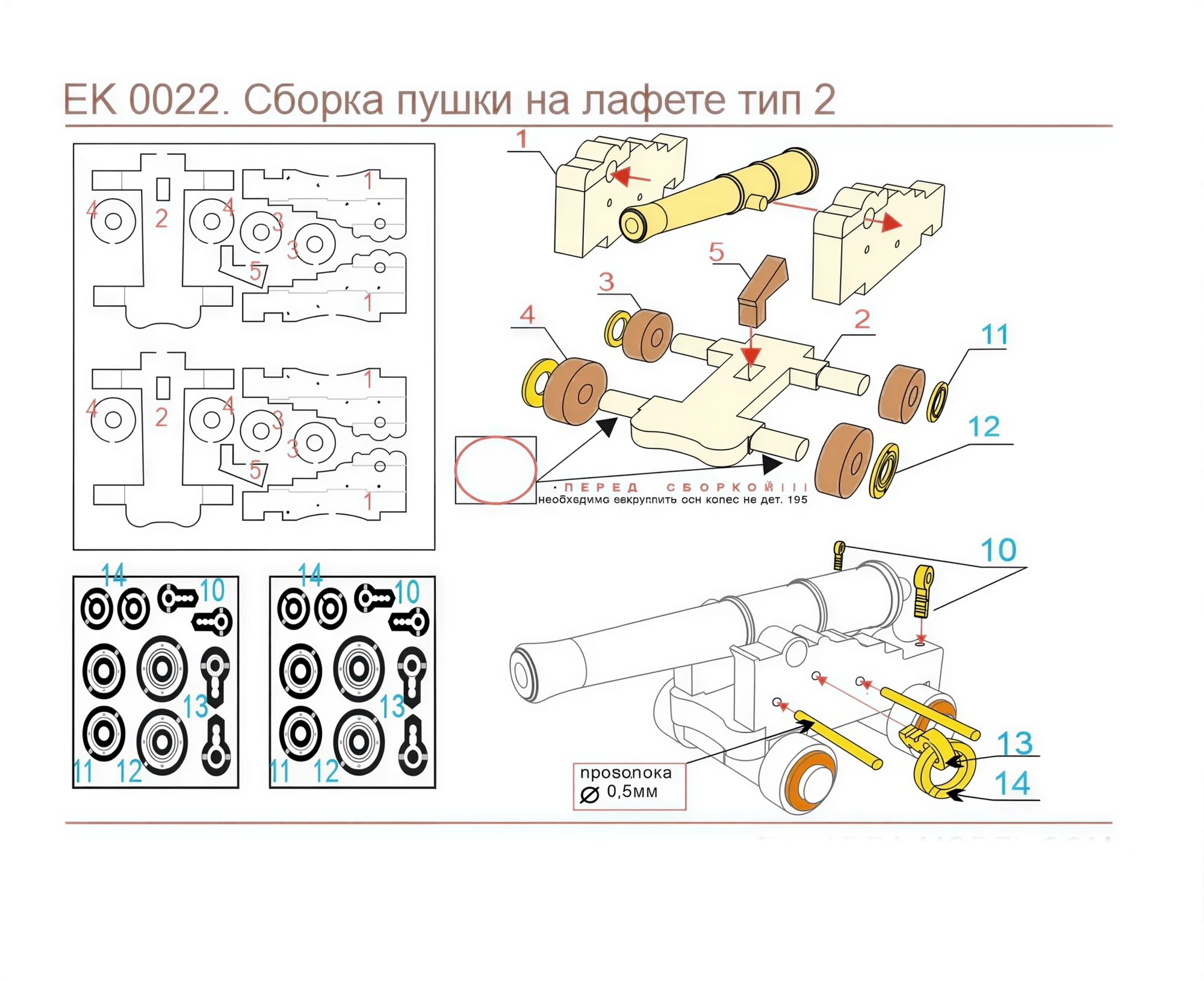 Пушка 23 мм на лафете Тип 2, 2 шт. Масштаб 1:72 — фото 1