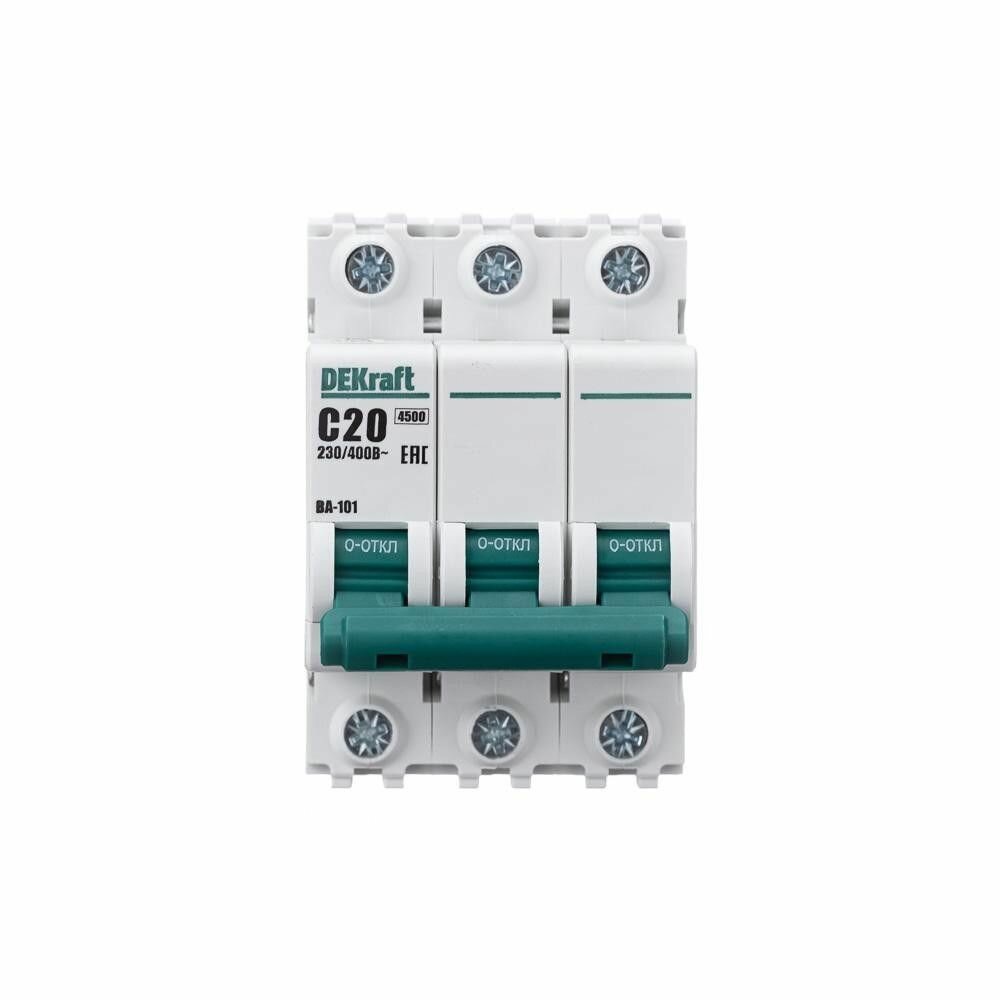 Выключатель автоматический DEKraft ВА-101 3P 20А C 4,5кА — фото 1