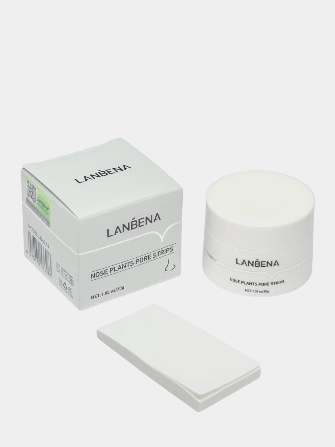 Lanbena против черных точек и прыщей, +60 наклеек, очищает лицо, нос, прыщи, 30 гр