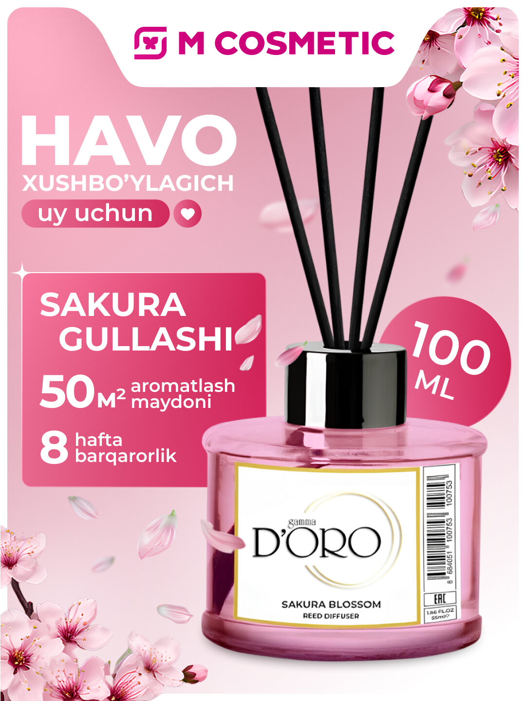 Аромадиффузор GAMMA DORO "Цветение Сакуры", для дома, 100 мл — фото 1