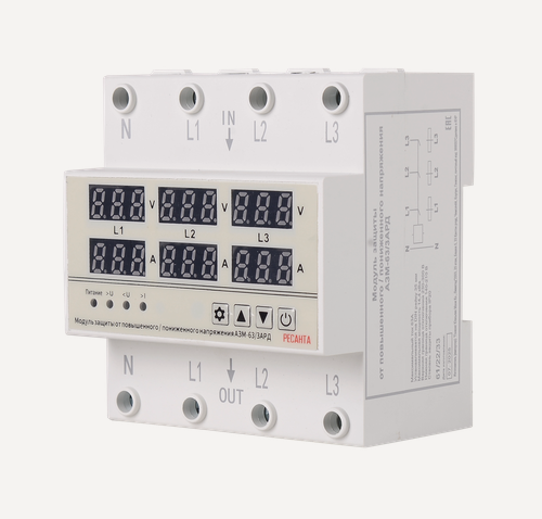 Изображение товара Блок защиты по напряжению, Ресанта АЗМ-63/3АРД, регулируемый, с дисплеем