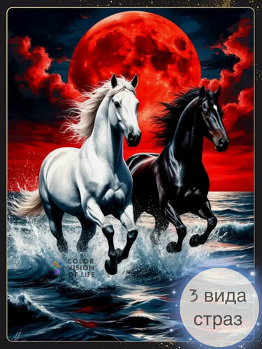 Изображение товара Набор для алмазной мозаики COLOR VISION OF LIFE "Лошади", 40x50 см