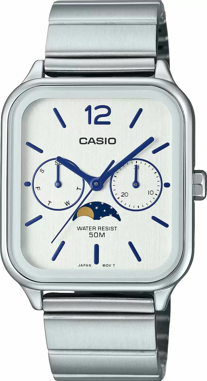 Наручные часы CASIO, серебряный, голубой