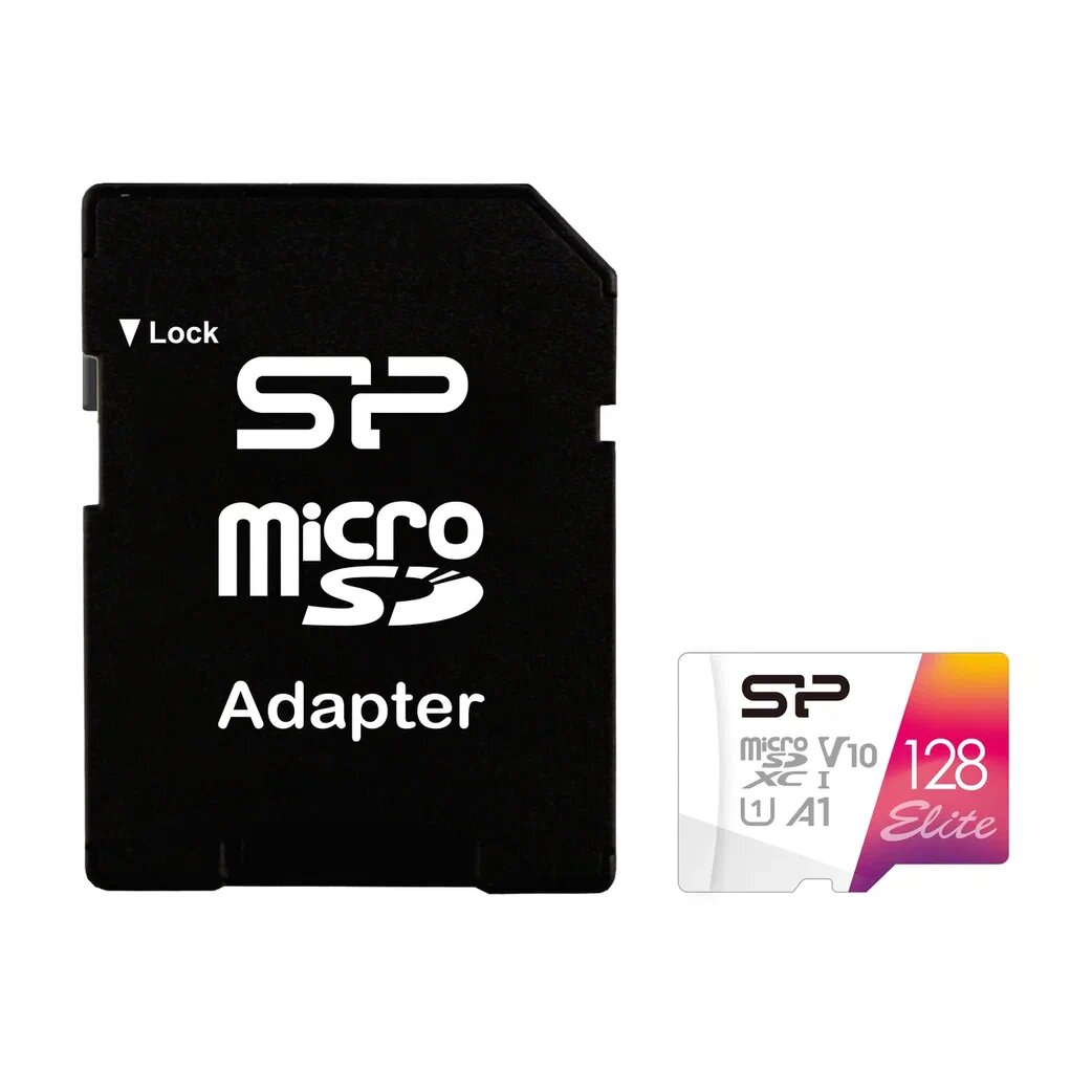 Карта памяти Silicon Power Elite microSDXC, 128 ГБ, A1, UHS-I Class 1 (U1), Class 10, с адаптером (SP128GBSTXBV1V20SP)