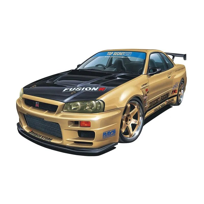 Сборная модель Машинка Aoshima-05984 1/24 Top Secret Nissan BNR34 Skyline GT-R2002
