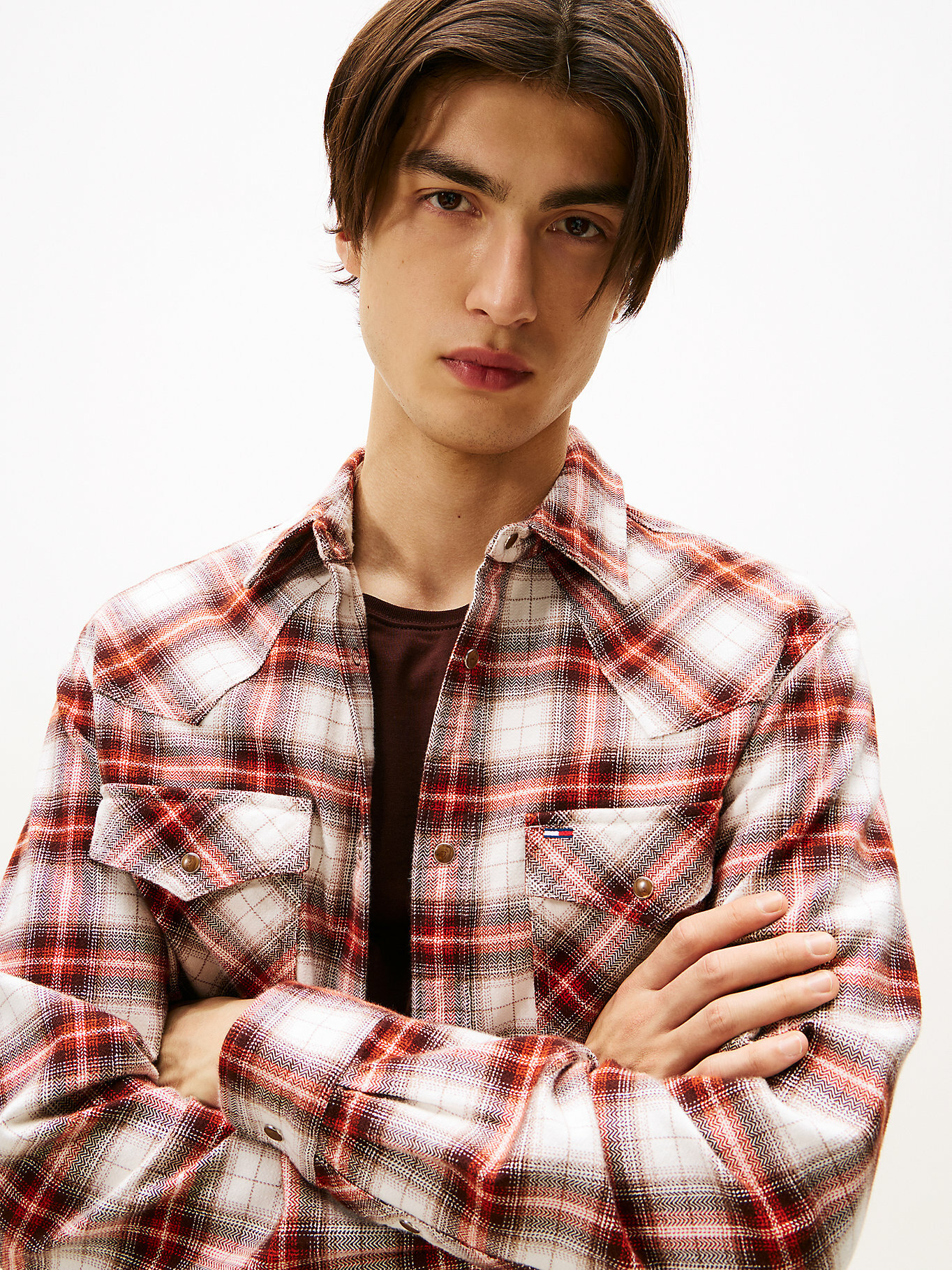 Рубашка Tommy Jeans, размер M, оранжевый — фото 1