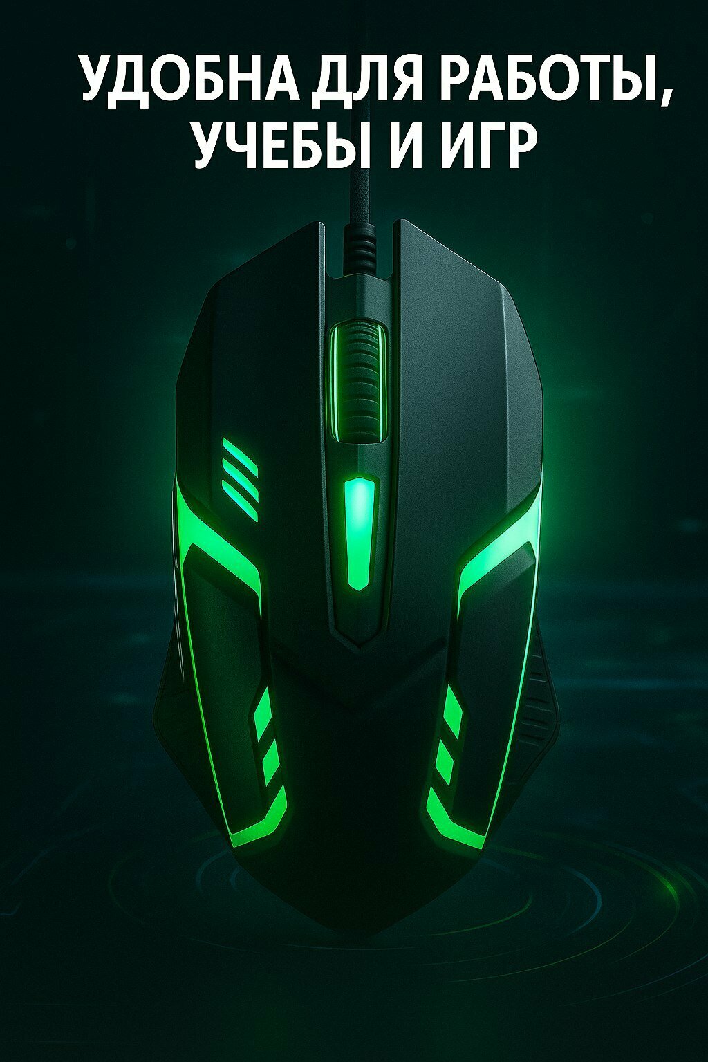 Проводная мышь, игровая, для геймеров, компьютерная мышка, 7 цветов подсветки, для левшей, правшей длина 1.1м — фото 1