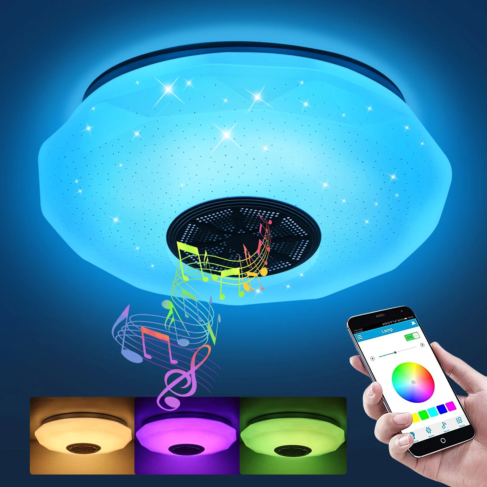 Музыкальный потолочный светильник LED Bluetooth круглый Style A
