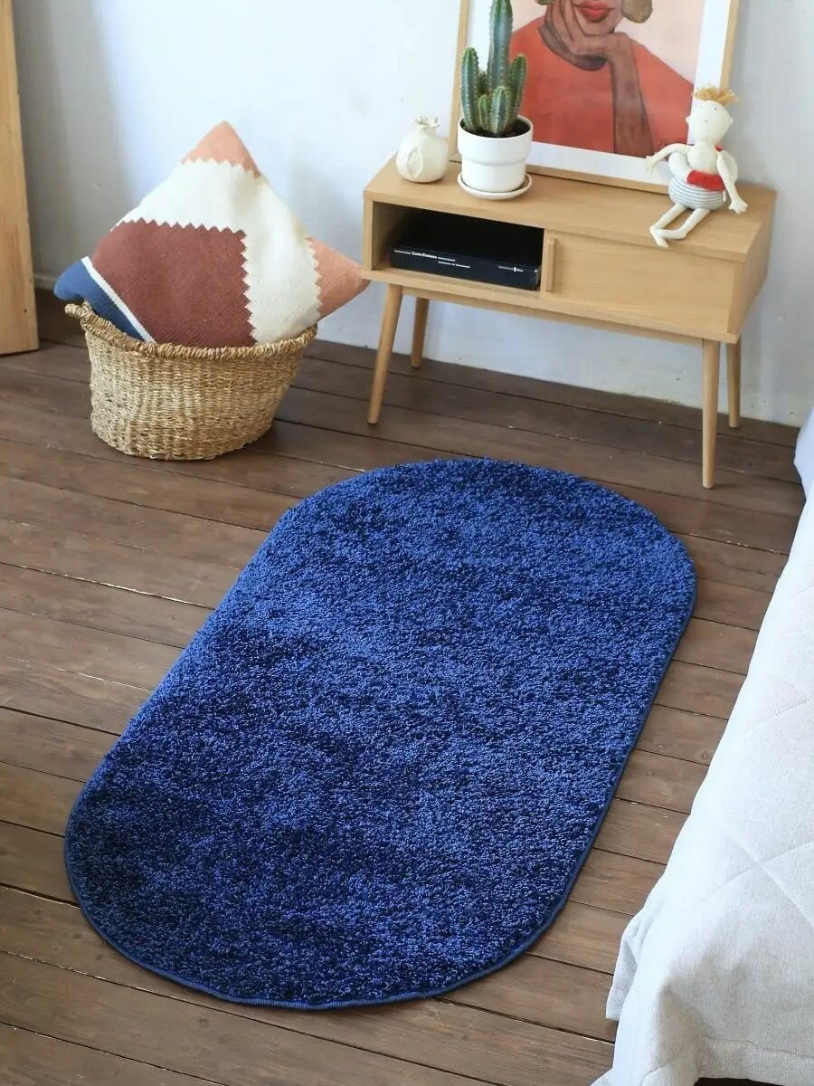 Ковер овальный Новый синий 2 х 3 м Шегги (Shaggy) мягкий пушистый Витебские ковры Sh47