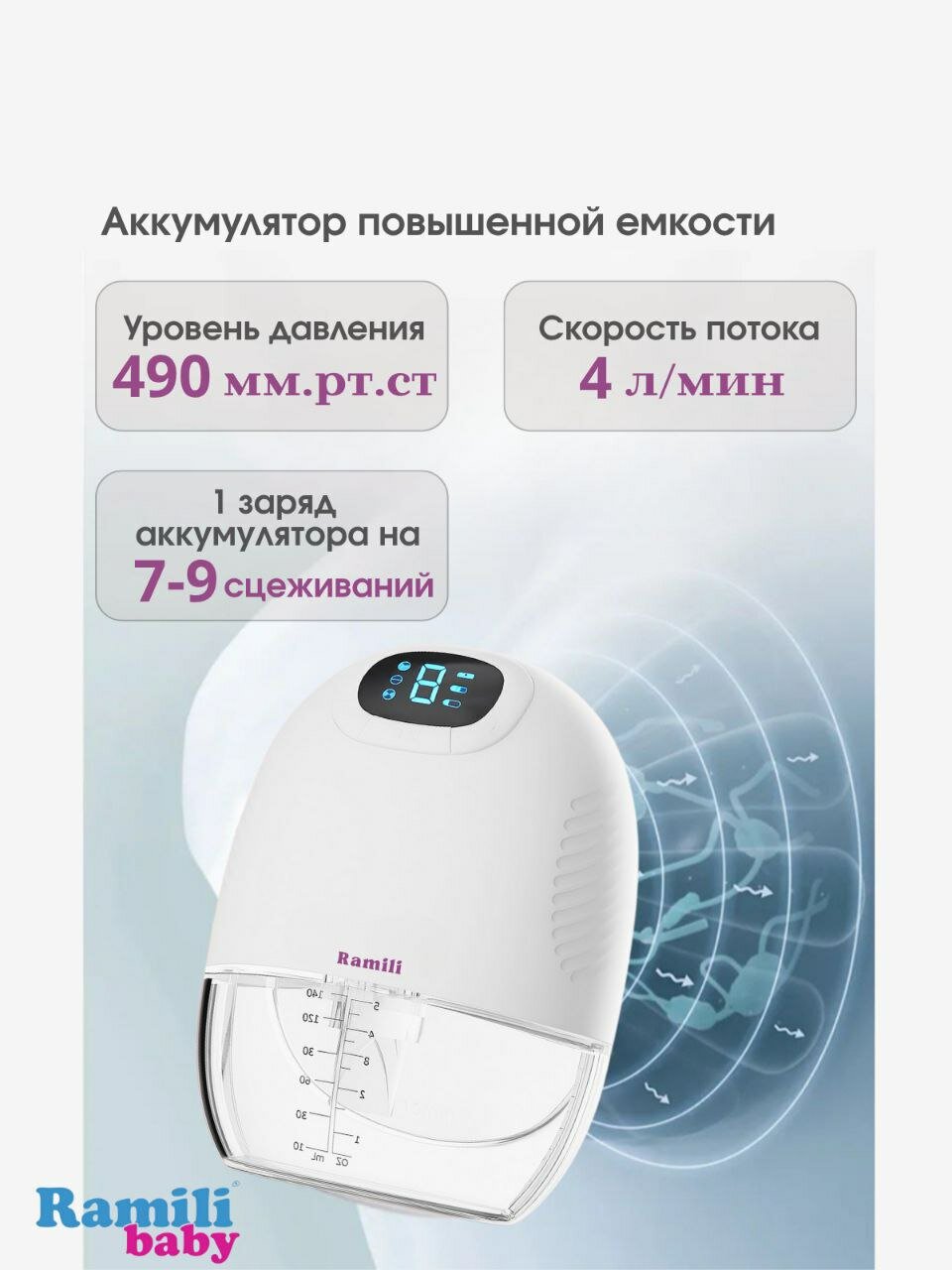Изображение Четырехфазный бионический молокоотсос под бюстгальтер с разделяемым контейнером Ramili SE300