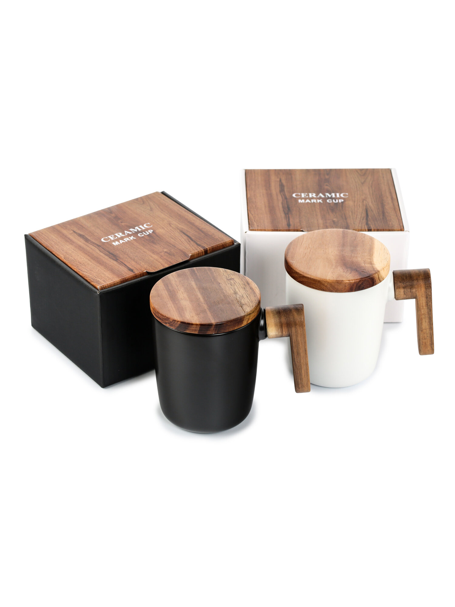 Кружка SCANDY WOOD 350мл с крышкой для поддержания температуры в подарочной упаковке