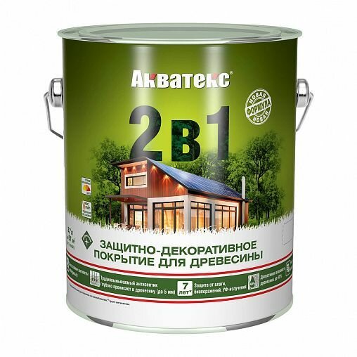 Защитно-декоративное покрытие для дерева акватекс 2 в 1 полуматовое 27 л бесцветное
