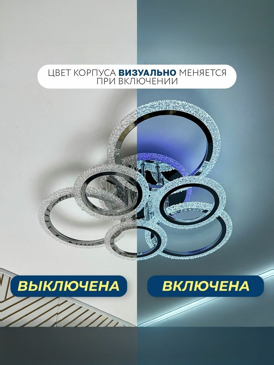 Свет Столицы Люстра потолочная светодиодная с RGB подсветкой и пультом, 115 Вт — фото 1