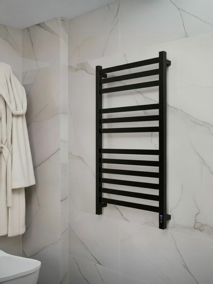 Полотенцесушитель Электрический GROIS Bruno GR 123 400х1000 с терморегулятором  Черный матовый