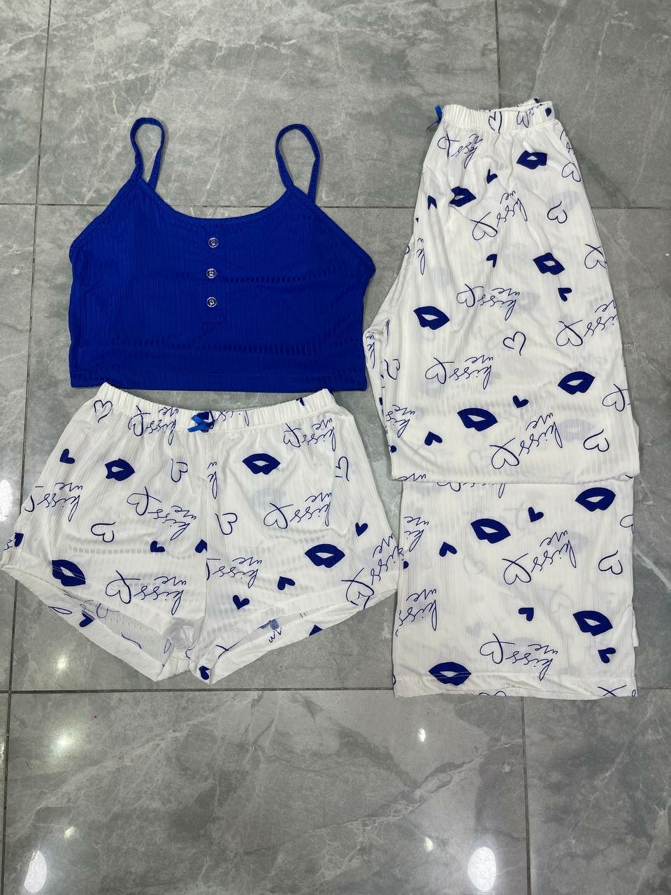 Пижама для кормящих мам , размер M-XL, бело-синий