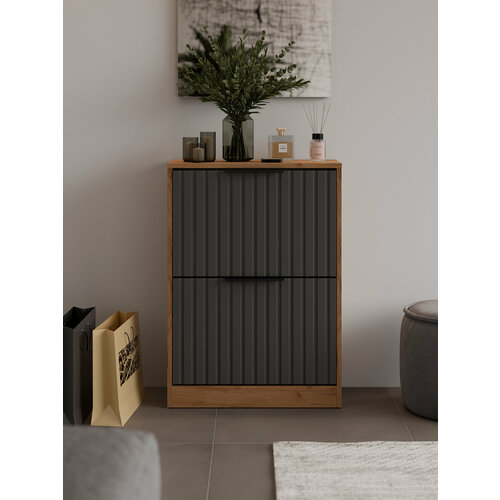 Обувница Мебель Трия Хилтон ЛДСП МДФ цвет дуб крафт золотойграфит матовый 11863₽