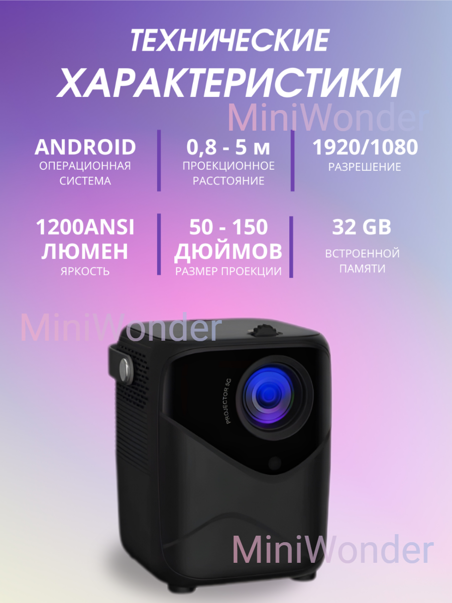Проектор для фильмов и мультимедиа для всей семьи с HDMI Wi Fi Bluetooth — фото 1
