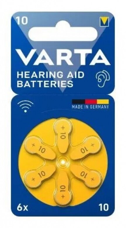 Батарейки для слухового аппарата Varta Hearing Aid Batteries, PR70, ZincAir, (6 )шт. в блистере. (24610101416)