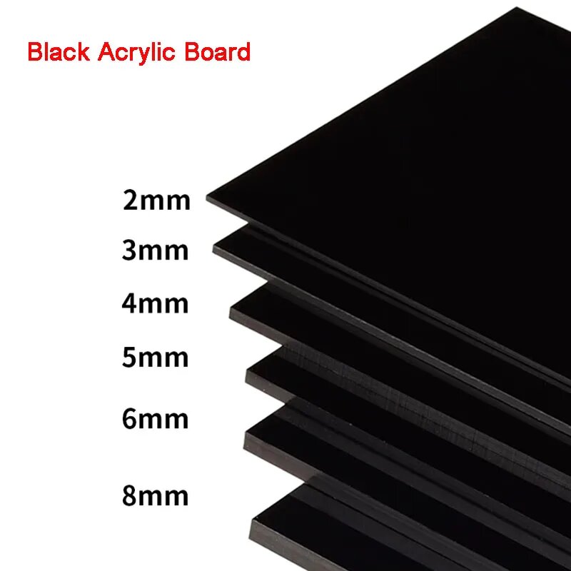 1 шт. глянцевая черная акриловая листовая доска из органического стекла полиметилметакрилат толщина 2 мм-8 мм 100*100 150*150 200*200 300*300 мм Thickness 3mm 300x400mm