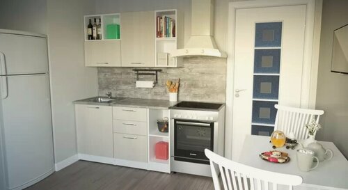 Изображение товара Кухонный гарнитур Герда Лариса медиум 3 1400 мм, каркас ЛДСП, фасад ЛДСП, Белый/Латте