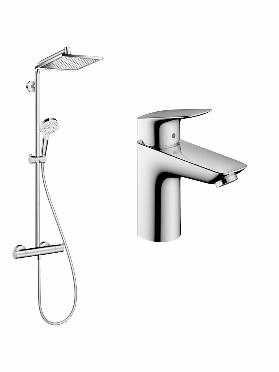 Готовый набор для душа hansgrohe Crometta со смесителем для раковины Logis HG-PR160 хром