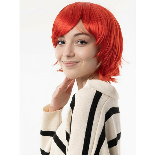 фото Парик из искусственного волоса аниме, короткий, красный, 29 см riota