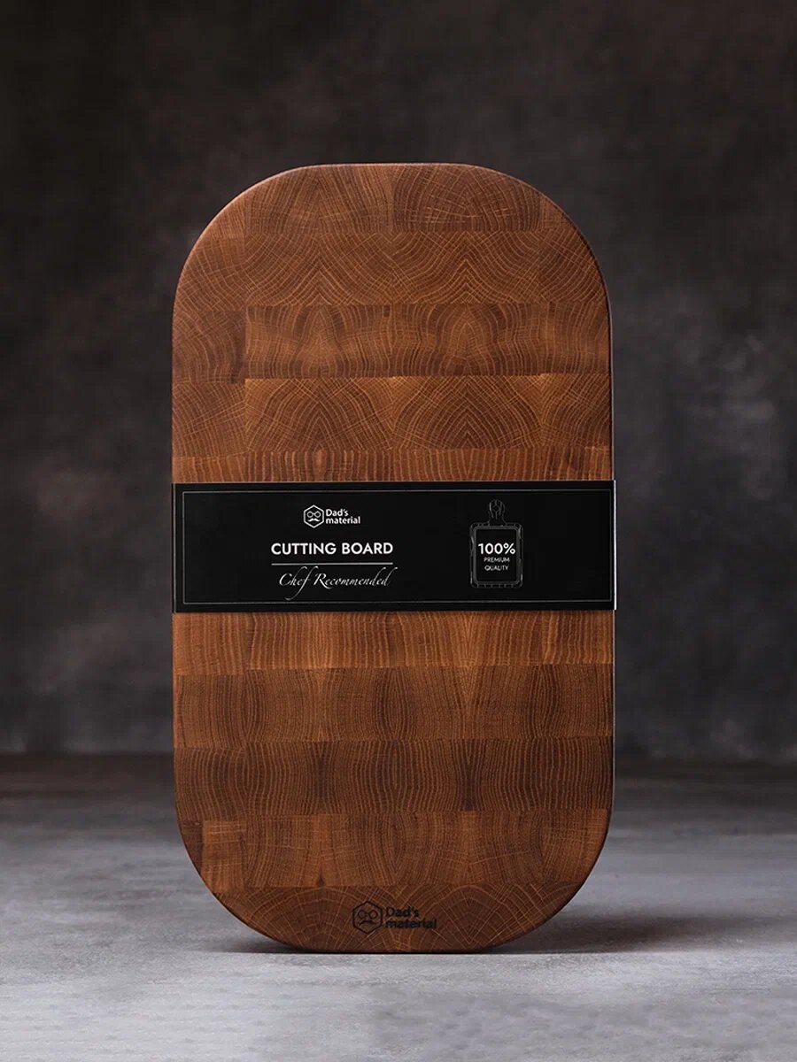 Разделочная доска Dad's material, дуб, ручная работа, нескользящее покрытие, 43х24х3,7 см — фото 1