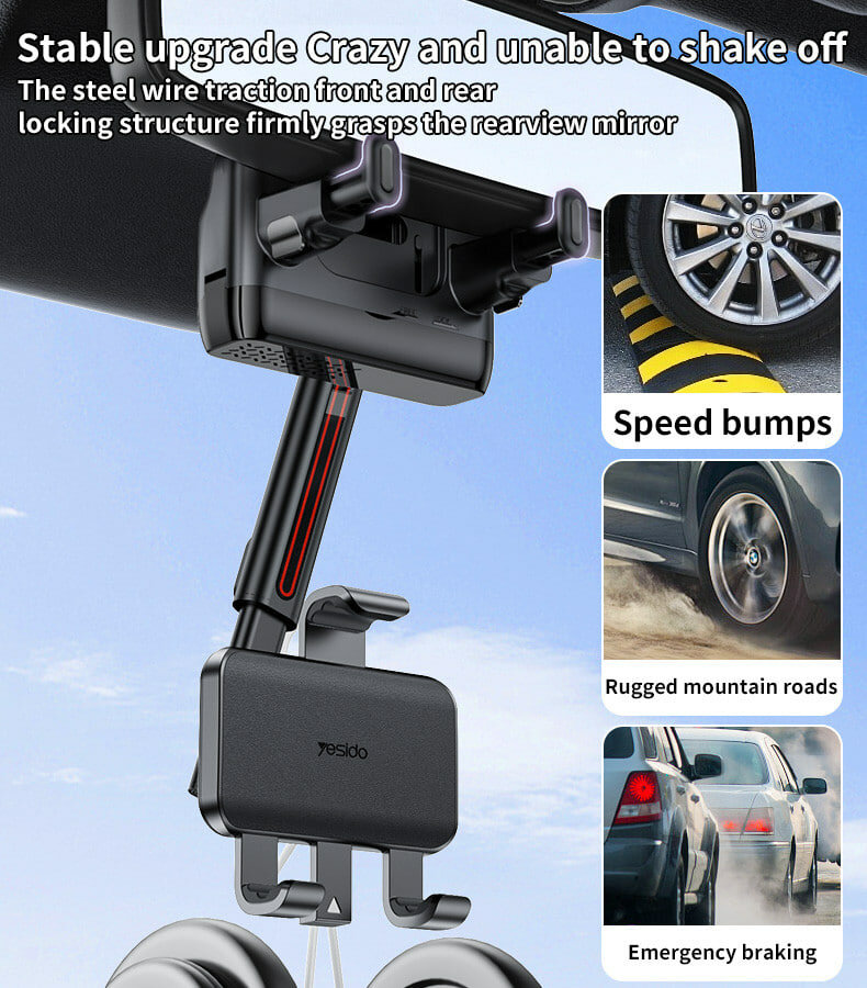 Автомобильный держатель C265, для телефона, на зеркало, вращение 360°, регулируемый, длина