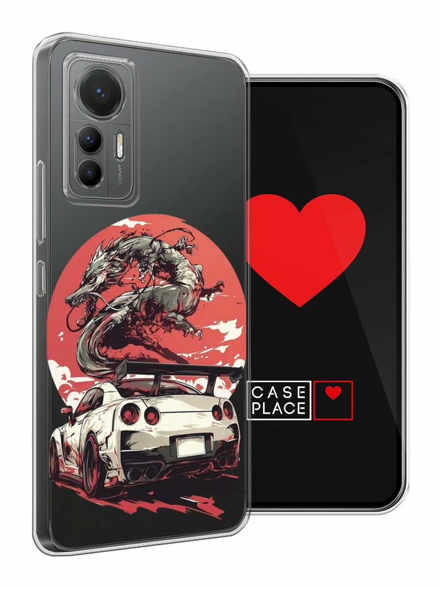 Чехол на Xiaomi 12 Lite / Сяоми 12 Лайт с принтом "Car and dragon", прозрачный — фото 1