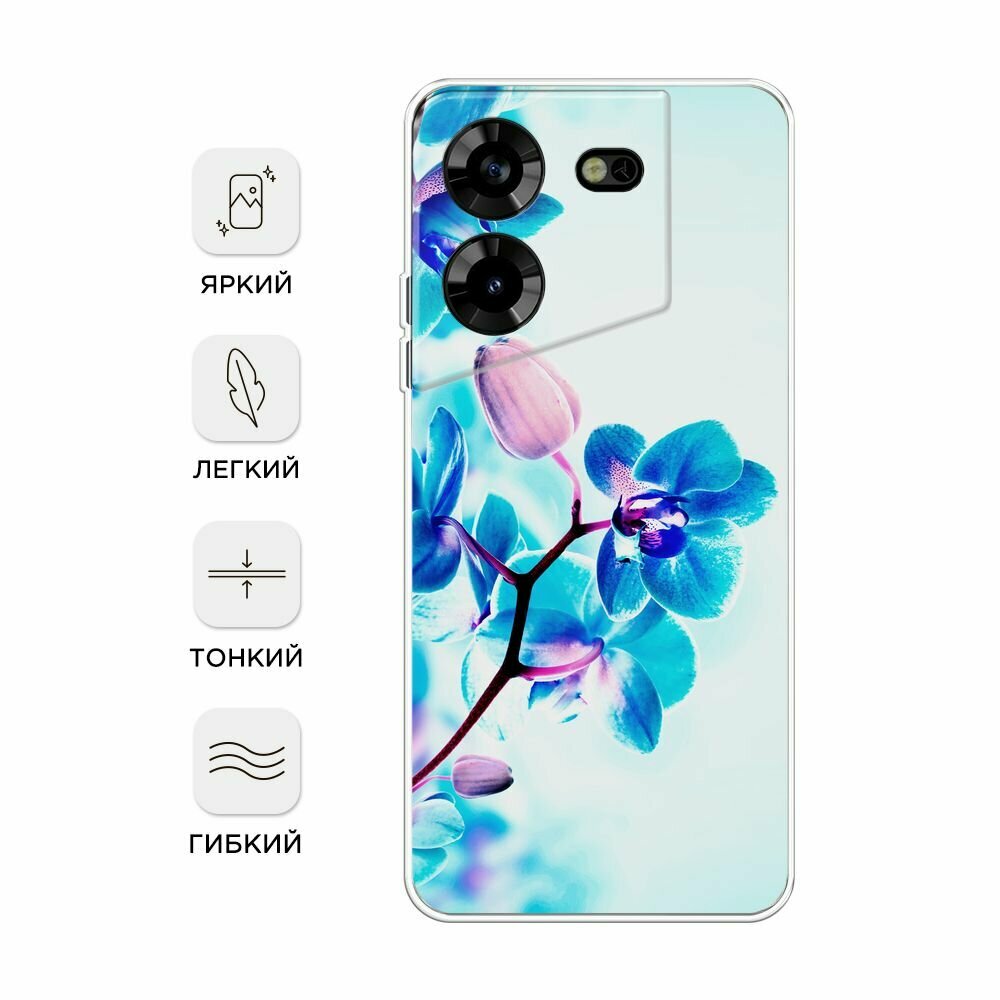 Чехол на Tecno Pova 5 / Техно Пова 5 с принтом "Голубая орхидея" — фото 1