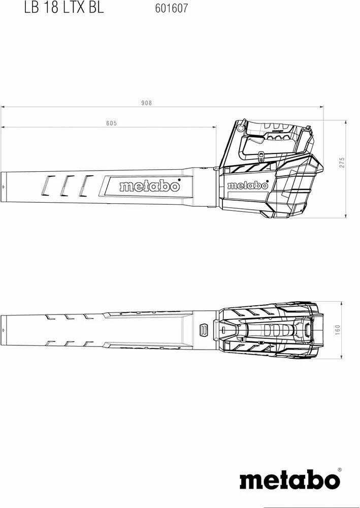 Воздуходувка METABO LB 18 LTX BL, без АКБ, без ЗУ, черный [601607850] - фото №9