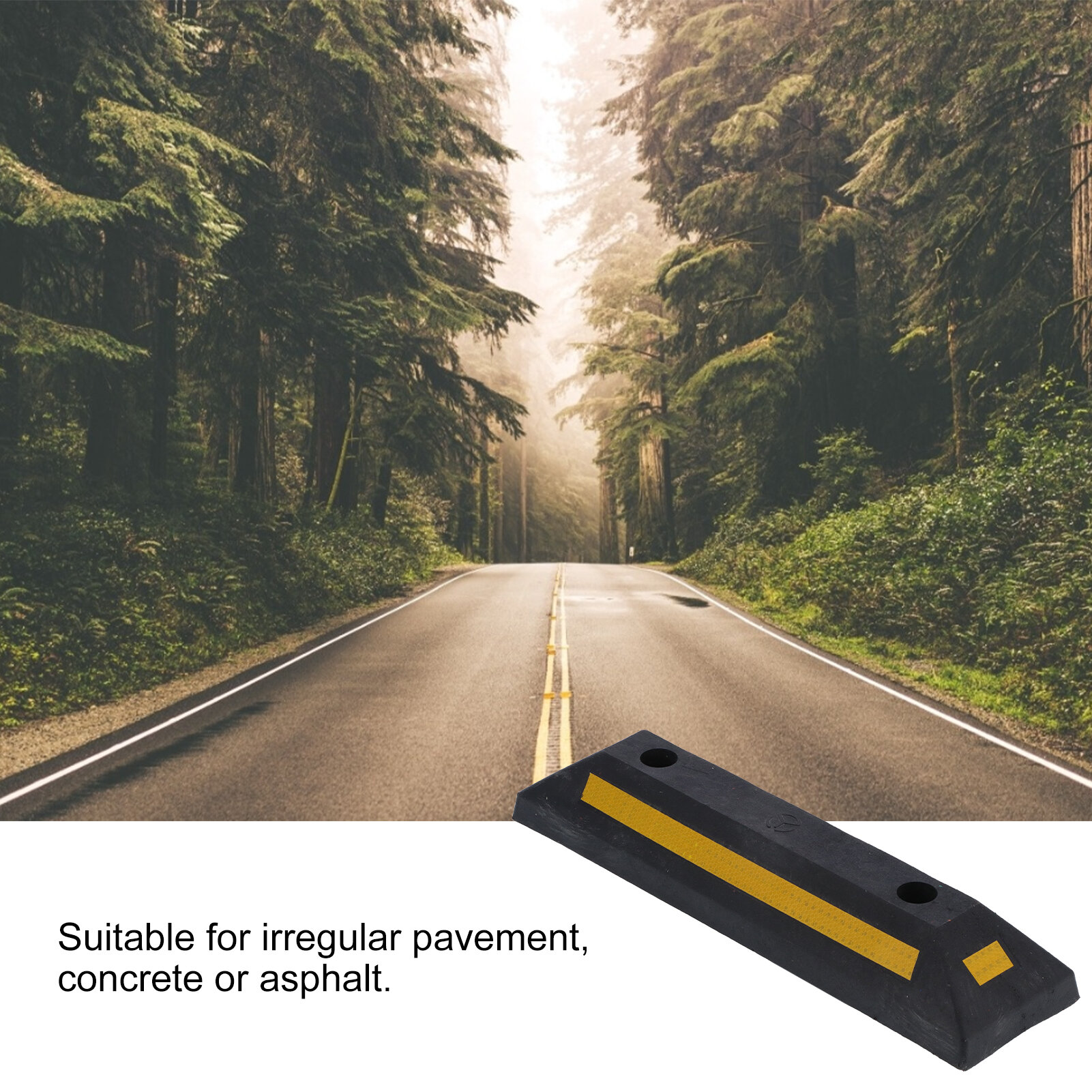 Парковочный блок резиновый ограничитель колеса с желтой светоотражающей полосой для гаражных принадлежностей