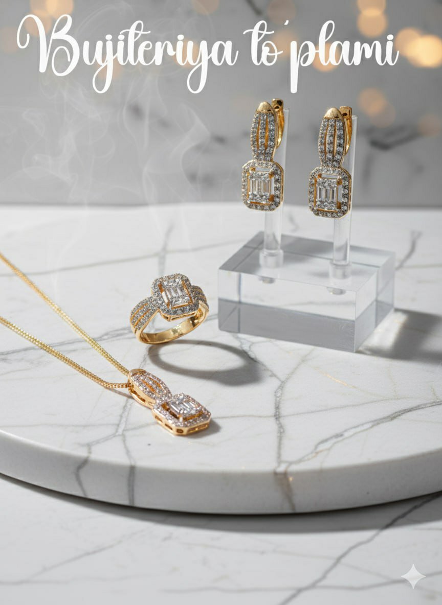Комплект бижутерии: колье, серьги, кольцо, Swarovski Zirconia