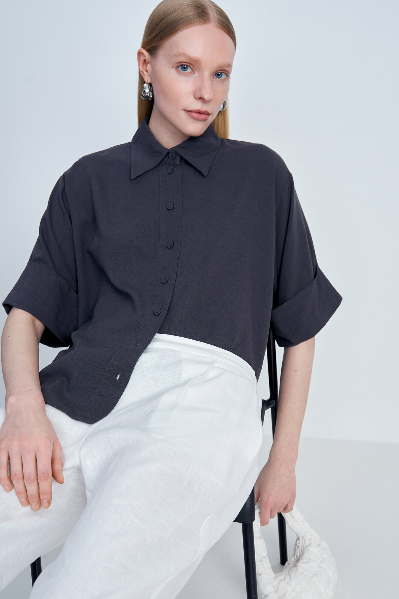 Рубашка FINN FLARE льняная с коротким рукавом