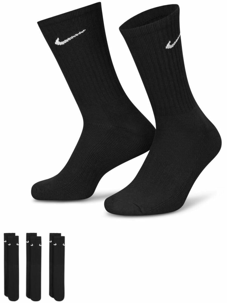 Носки NIKE Cushion Crew Training Sock (3 Pair), комплект, 3 пары, размер S, черный — фото 1