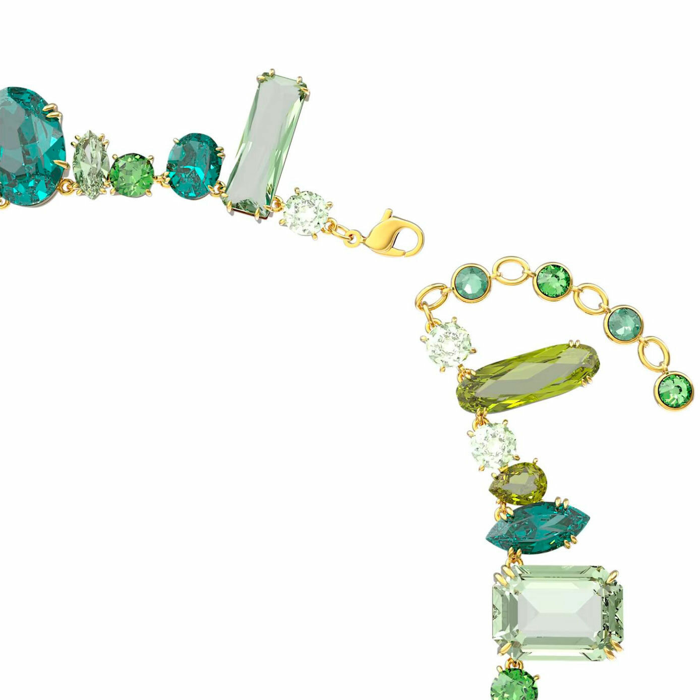 Колье SWAROVSKI, кристаллы Swarovski, длина 40 см, бирюзовый, зеленый, золотой — фото 1