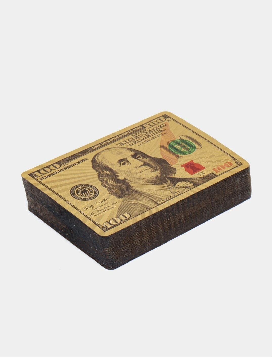 Игральные Карты, 54 шт, золотой цвет, обратная сторона, как 100 долларов