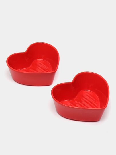 Форма для десертов GOLD "HAPPY KITCHEN", керамика, сердечки, 2 шт — фото 1