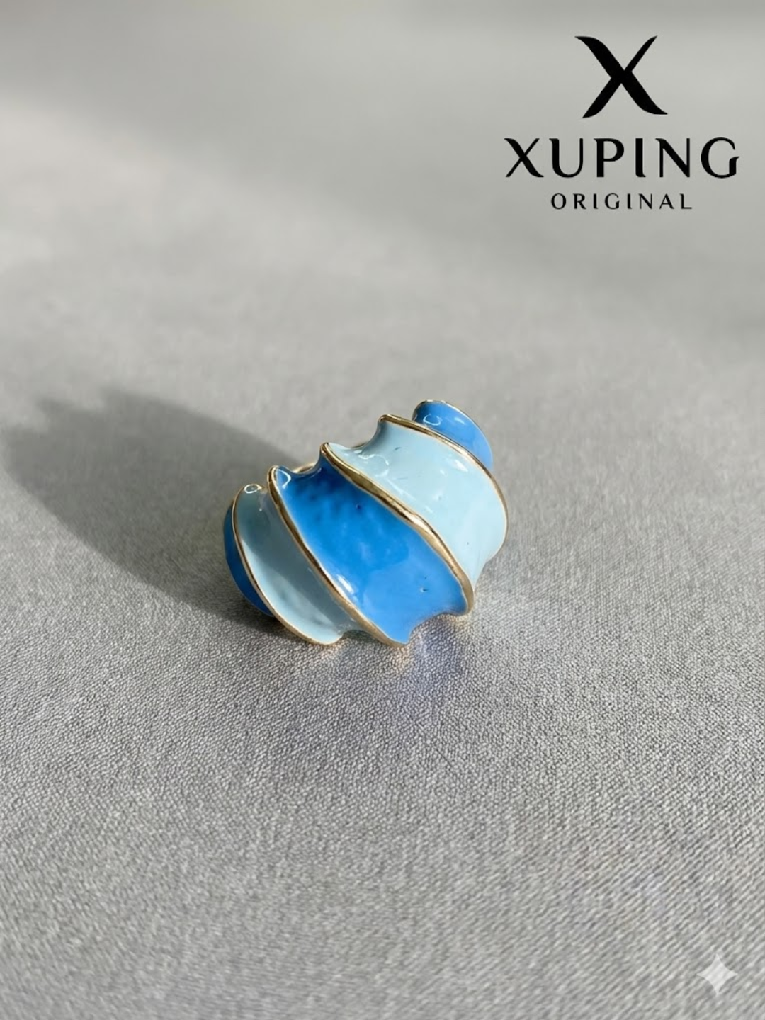 Кольцо переплетенное XUPING JEWELRY, размер 19, голубой, синий — фото 1
