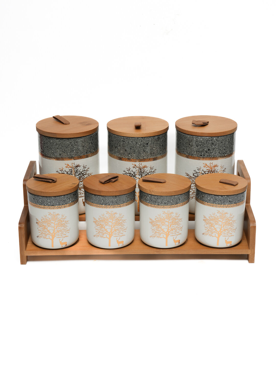 Набор для специй, керамический, с подставкой, 7 предметов, бело-серый — фото 1